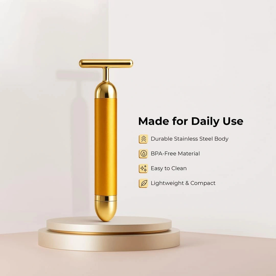 24K gold plated T-bar head close-up